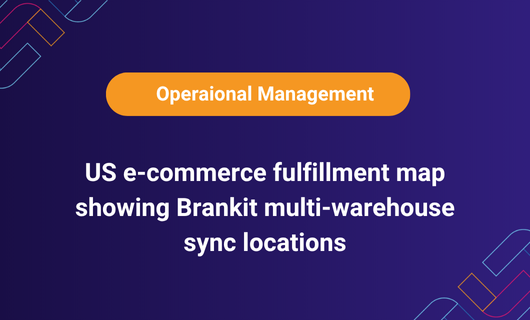 US e-commerce fulfillment map showing Brankit multi-warehouse sync locations